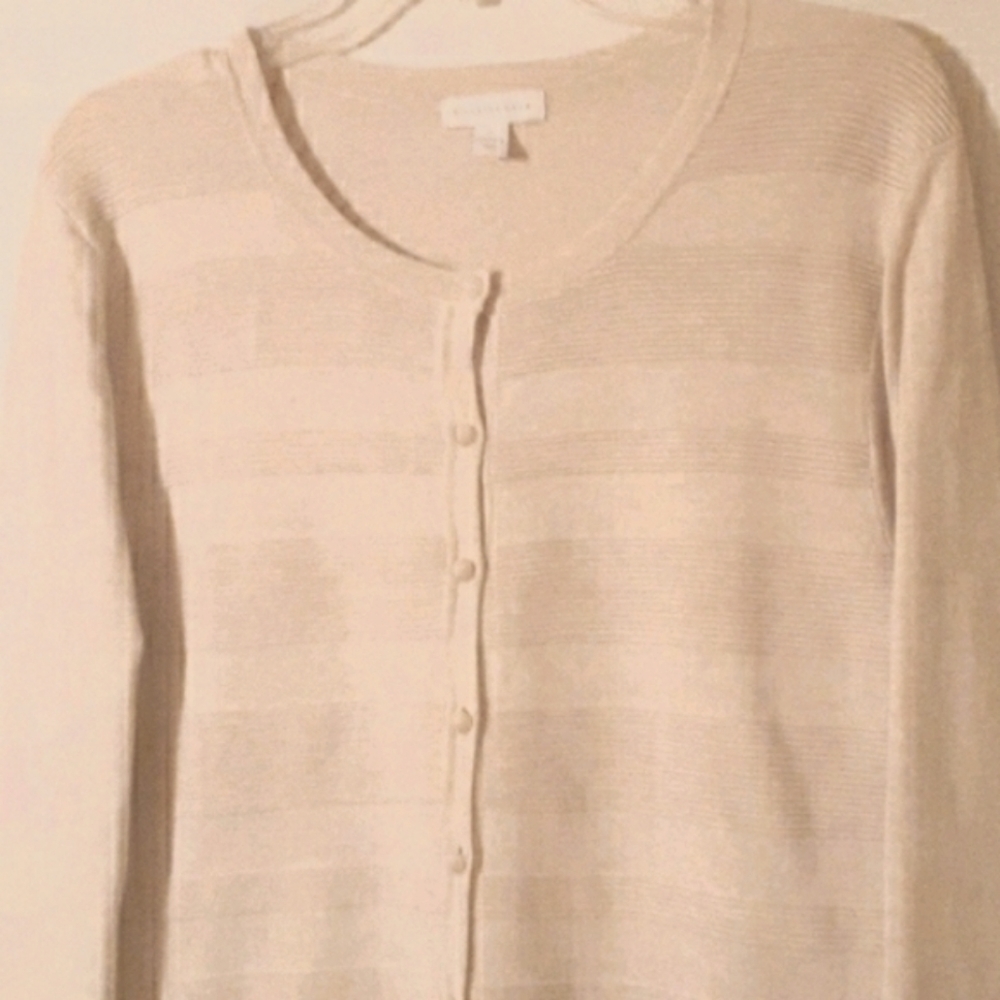 Cream SWEATER Cardigan Button by Charter Club